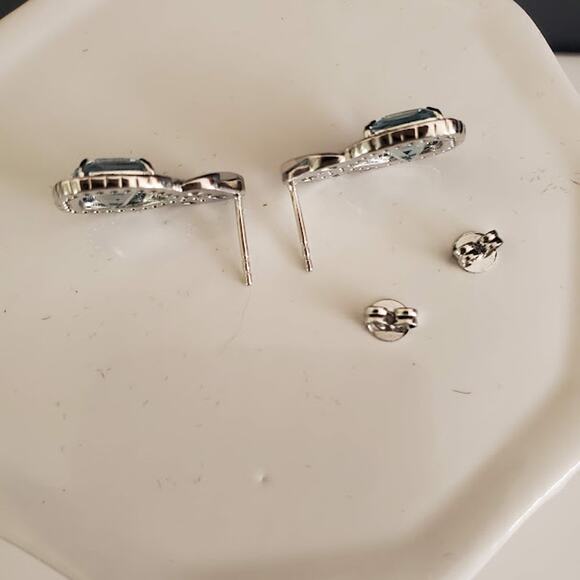 Gold Coast Earrings Platinum Plated Aquamarine‎ CZ Romantic Feminine Bling NIB - Picture 6 of 6